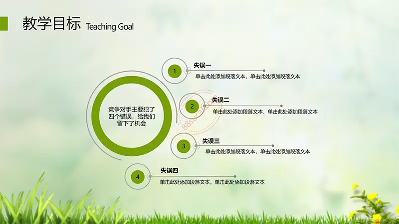 绿色草地教师公开课通用PPT模板免费PPT下载