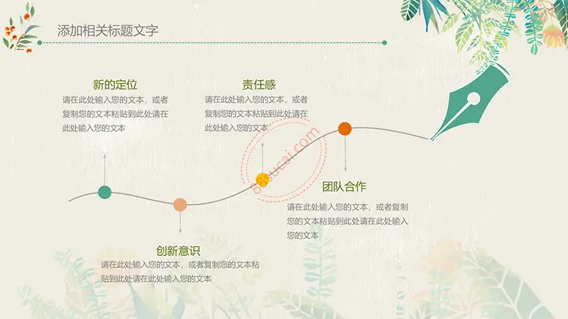绿色树叶教师说课PPT模板免费PPT下载