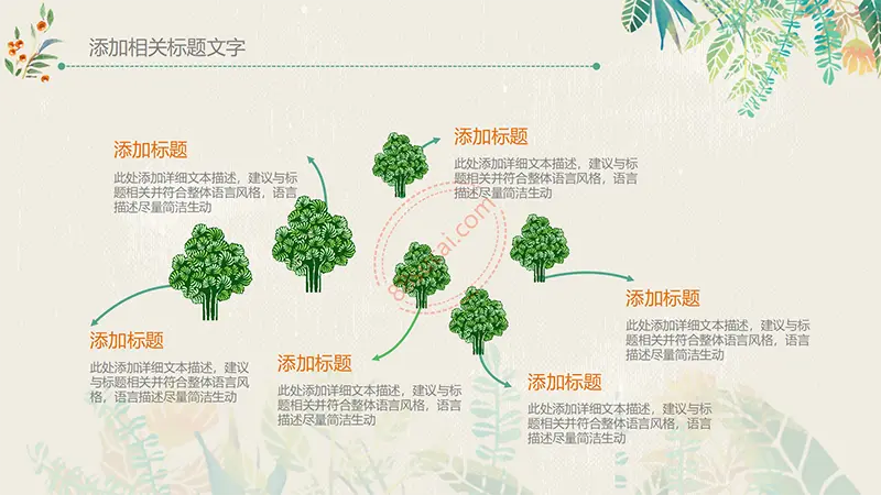 绿色树叶教师说课PPT模板免费PPT下载