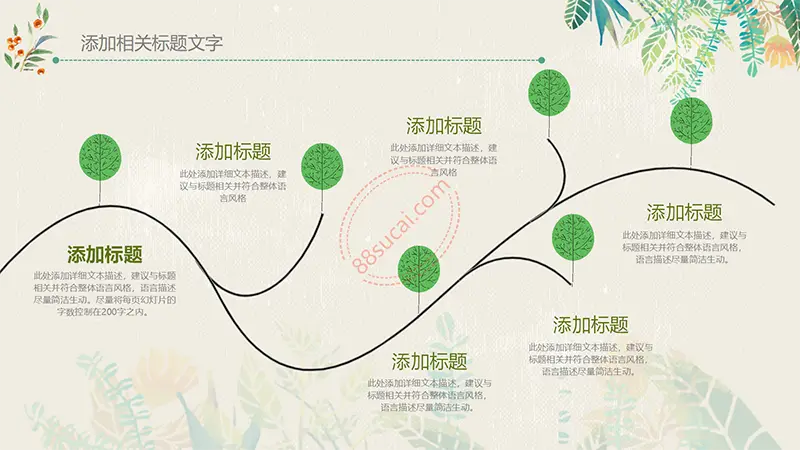 绿色树叶教师说课PPT模板免费PPT下载