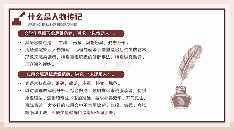 人物传记写作技巧课题PPT演示模板免费PPT模板
