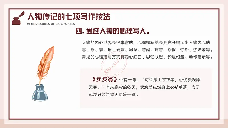 人物传记写作技巧课题PPT演示模板免费PPT模板