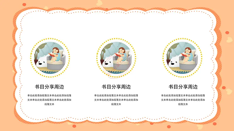 桔色卡通通用读书分享会PPT演示模板免费下载免费PPT