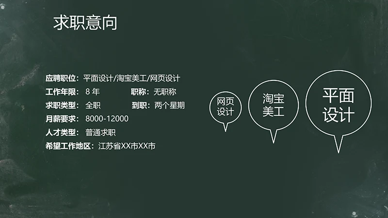 黑板背景美工求职个人简历PPT模板免费下载,免费PPT
