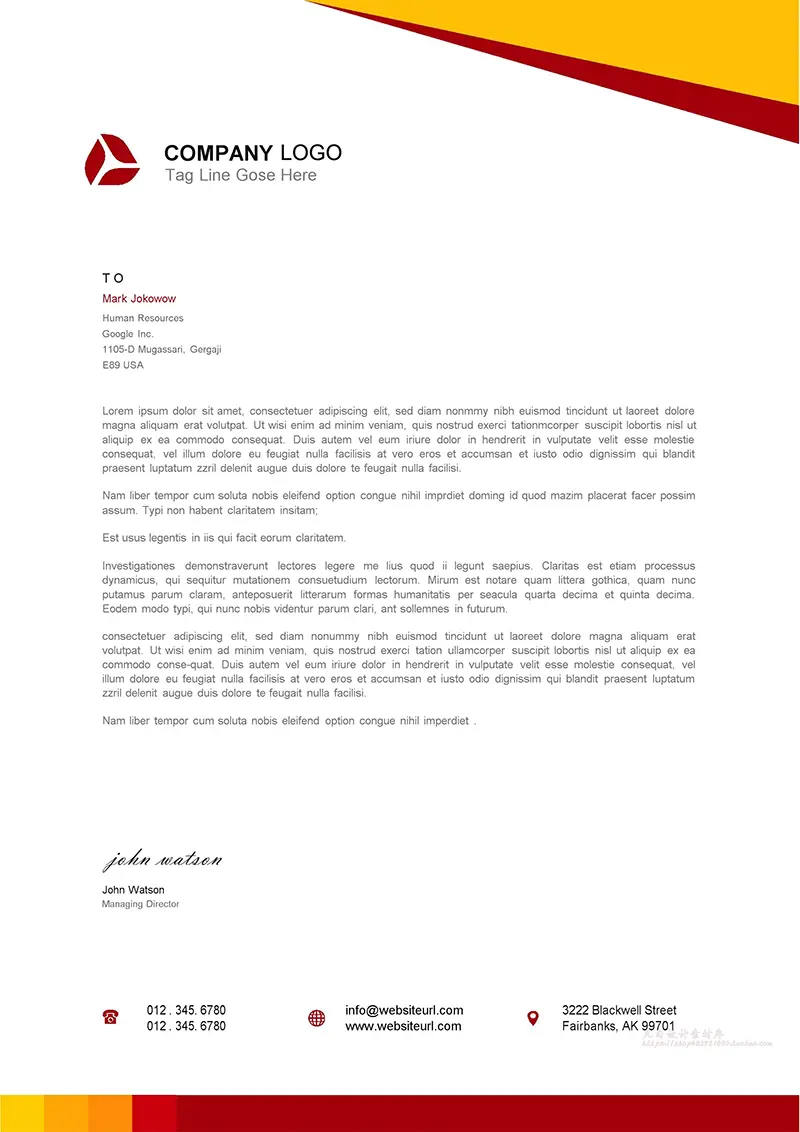 桔色常规企业商务信纸背景word模板免费下载