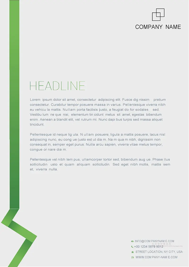 丝带效果企业商务信纸背景word模板免费下载