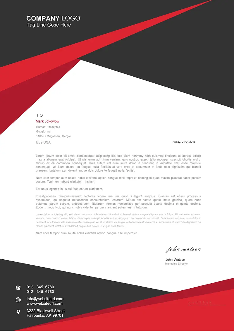 几何色块企业商务信纸背景word模板免费下载