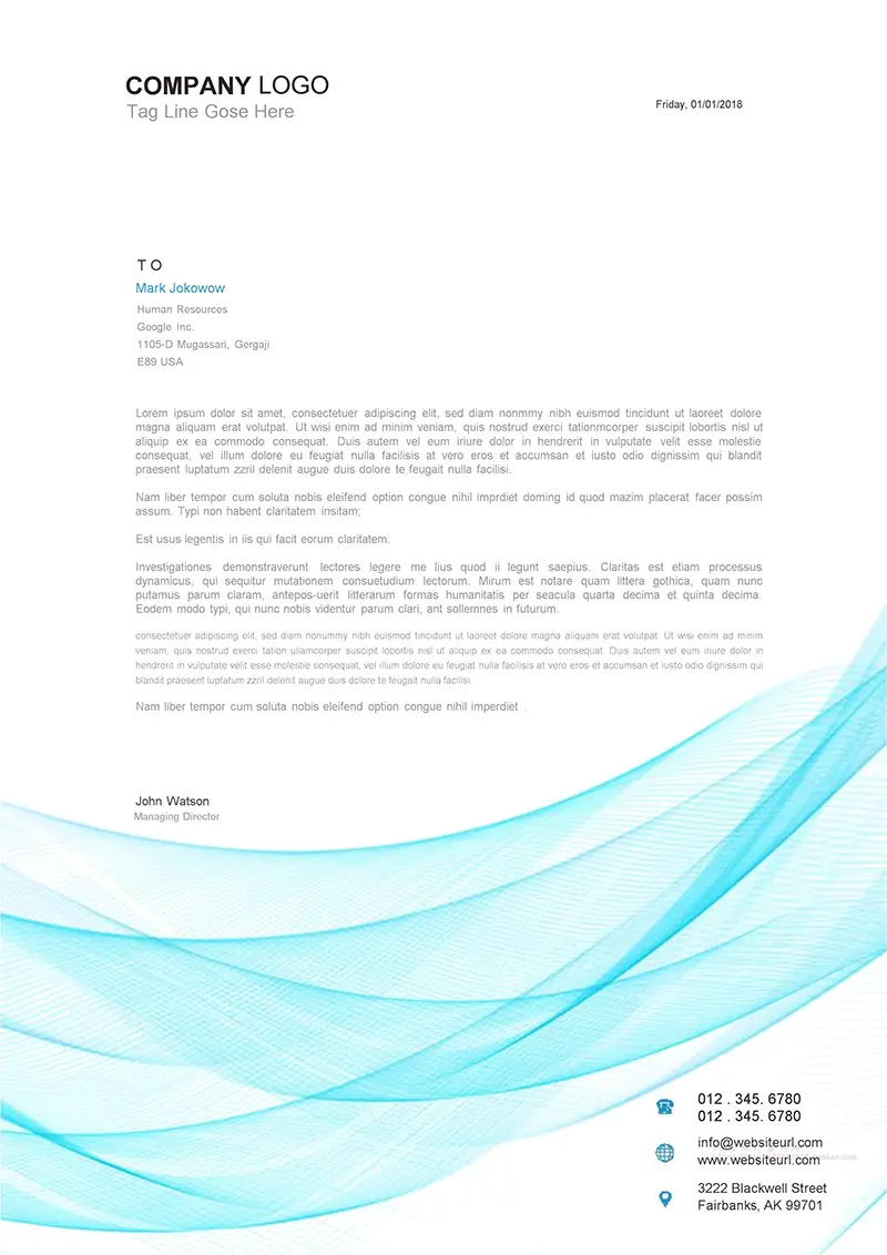 虚幻彩色线条企业商务信纸背景word模板免费下载