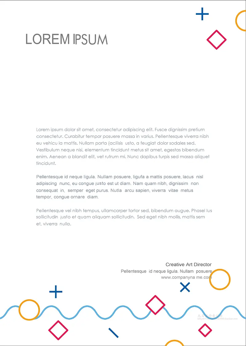 几何小装饰企业商务信纸背景word模板免费下载