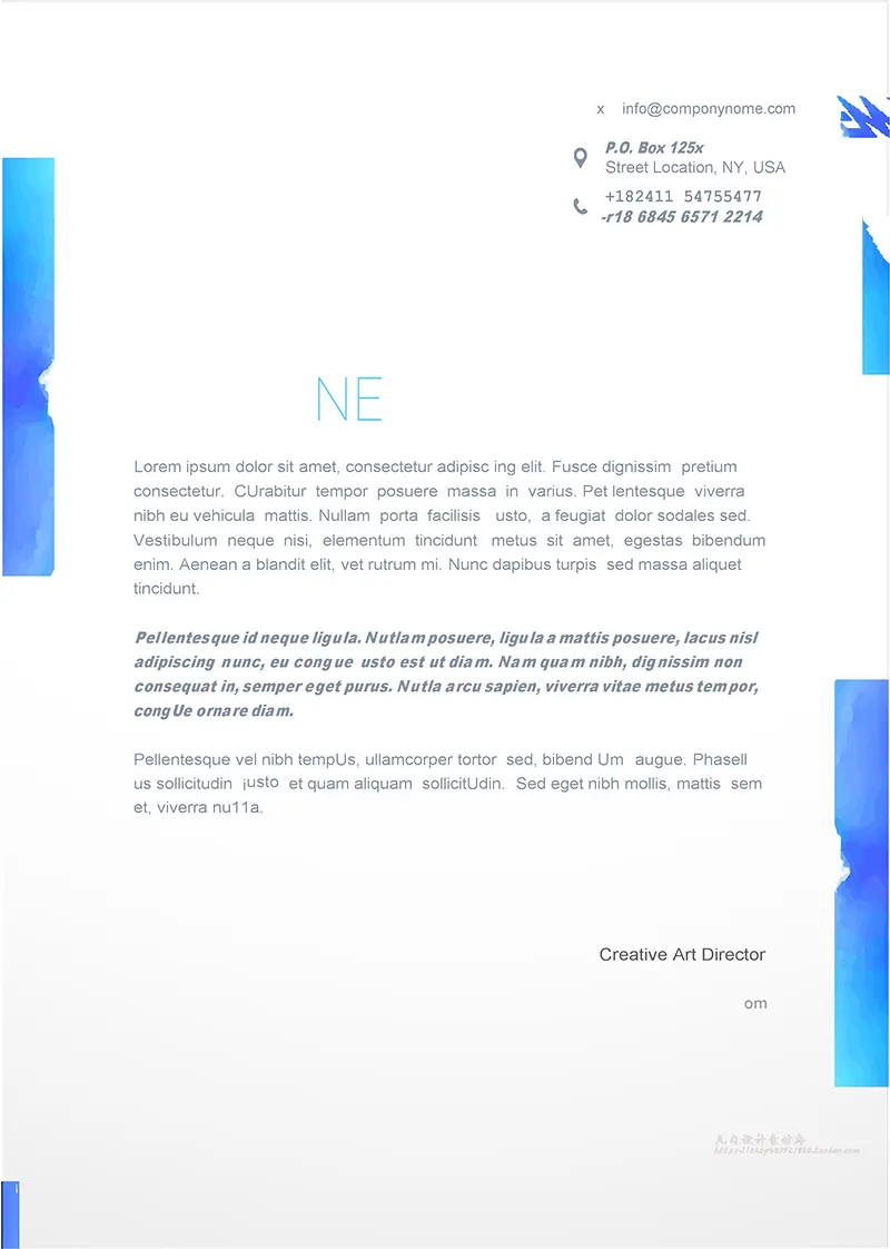 蓝色小点缀企业商务信纸背景word模板免费下载