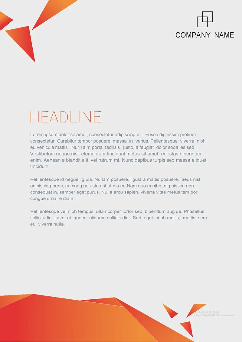 三角形色块企业商务信纸背景word模板免费下载