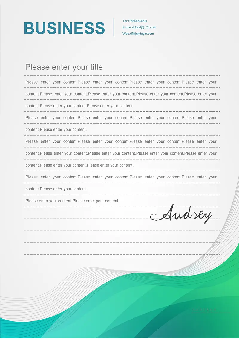绿色线条企业商务信纸背景word模板免费下载
