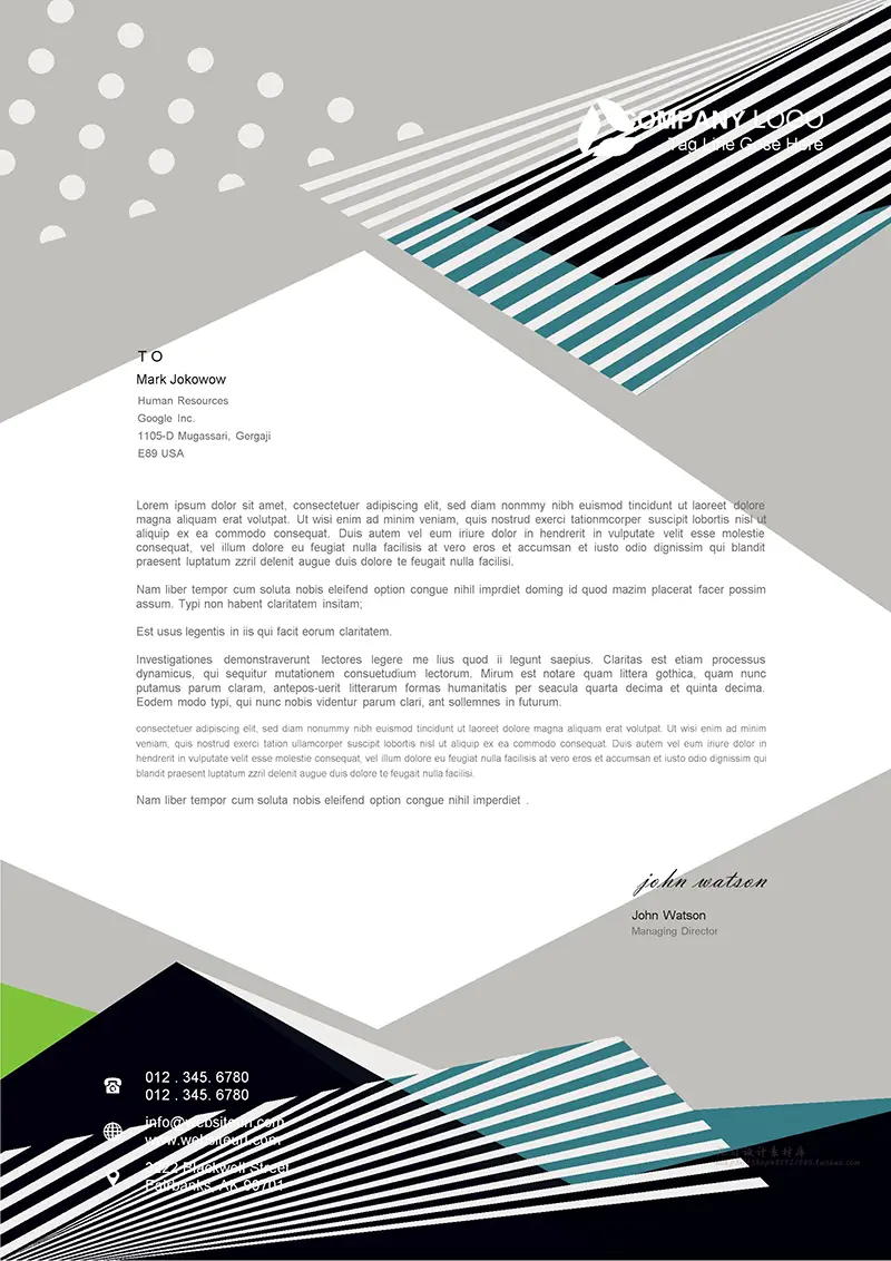 多阵列企业商务信纸背景word模板免费下载