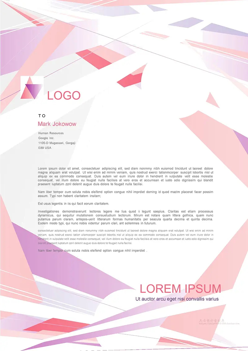 穿插色块企业商务信纸背景word模板免费下载