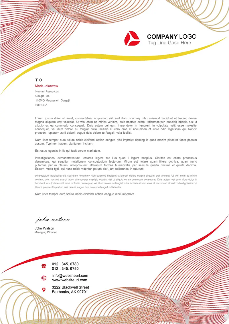 弯曲线条排列企业商务信纸背景word模板免费下载