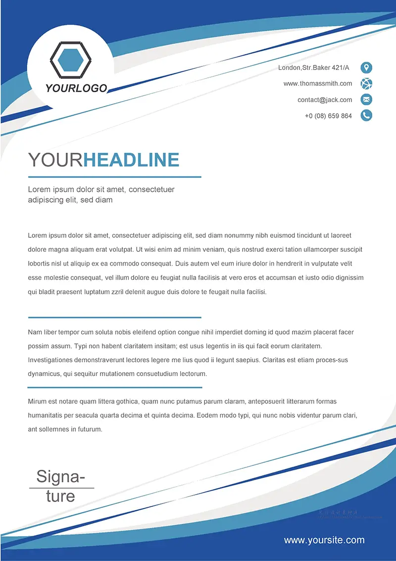 带Logo企业商务信纸背景word模板免费下载