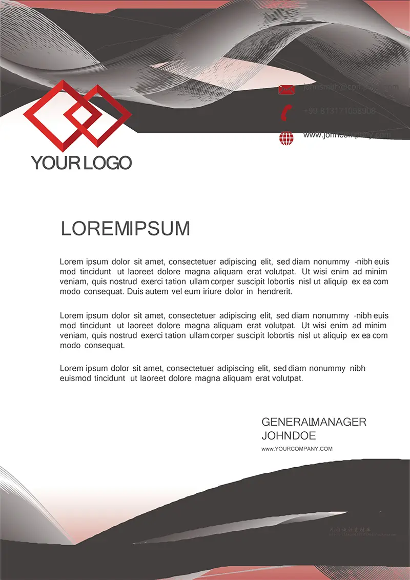 豪华金企业商务信纸背景word模板免费下载