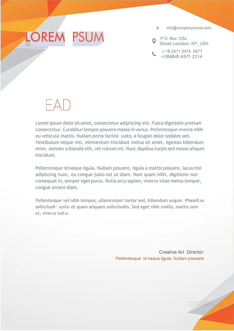 小几何装饰企业商务信纸背景word模板免费下载