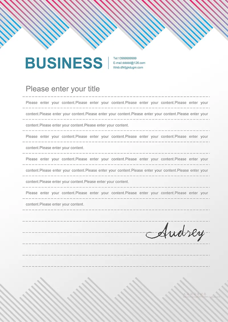 三角形条纹企业商务信纸背景word模板免费下载