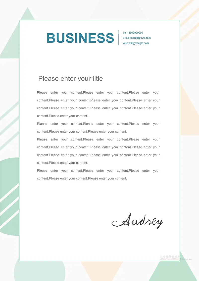 几何形状装饰企业商务信纸背景word模板免费下载