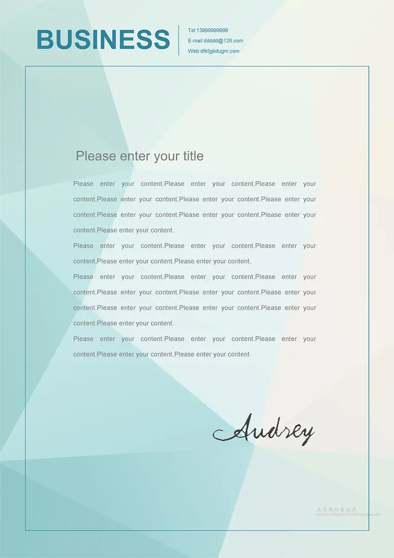 蓝色色块企业商务信纸背景word模板免费下载